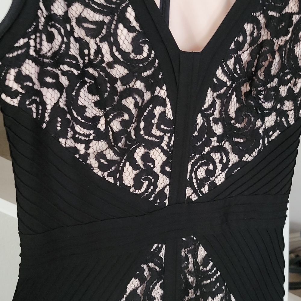 Tadashi Shoji Black Ivory Lace Sheath Cocktail Dress | Size 10 - Picture 5 of 5